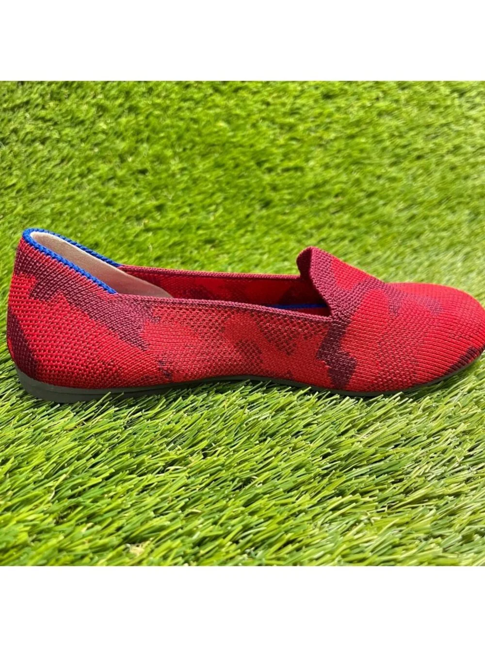 Rothy's The Loafer Girls Size 1Y Red Camo Blue Casual Slip On Ballet Flats Shoes